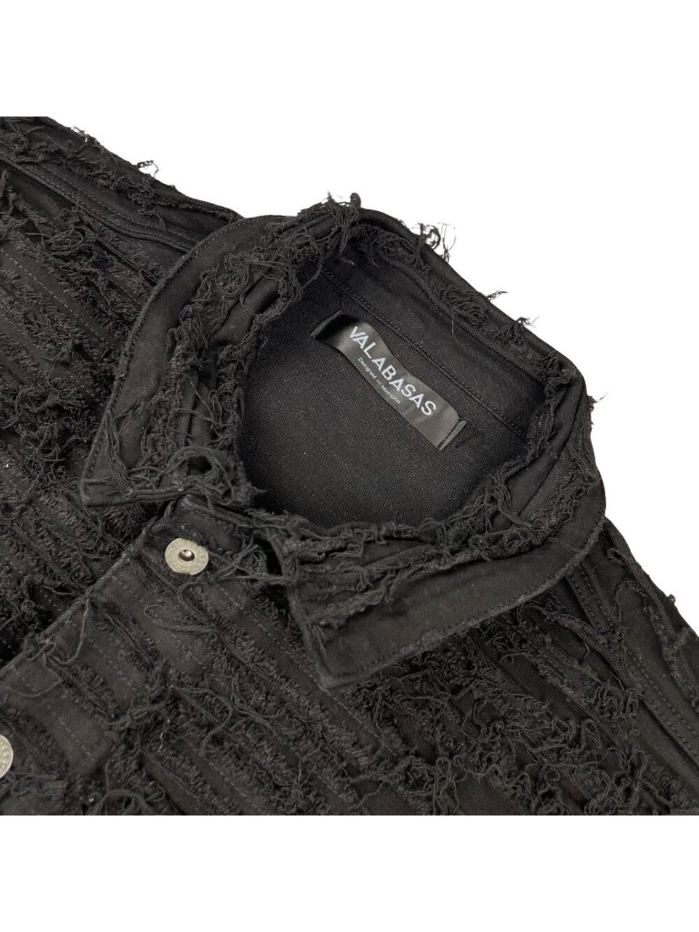 Valabasas Men’s Cotton Distressed/Destroyed Trucker Jacket Black • 2XL